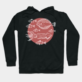 Sea Fishes - Hand Drawn - Red Hoodie